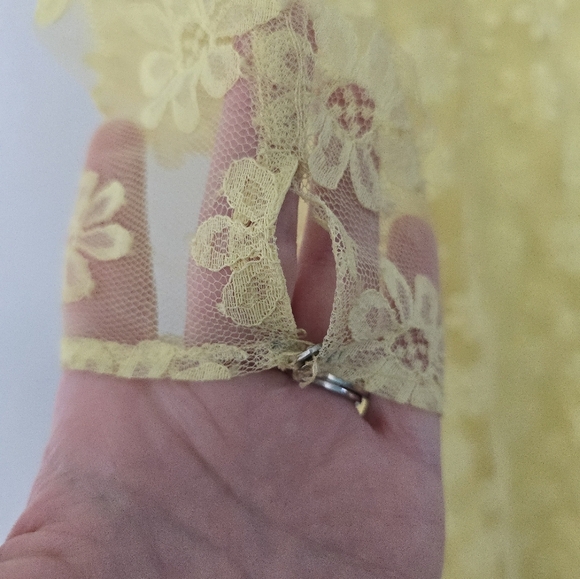 Vintage Union Made Yellow Spring Easter Dress Floral Lace Overlay Sheer Size 10 - Picture 2 of 16